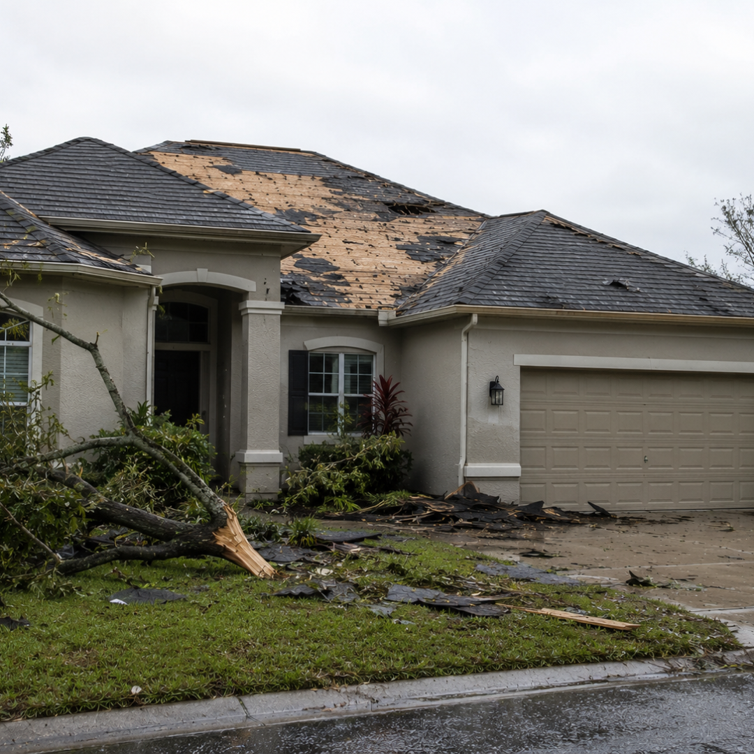 Storm damage roof repair in Central Florida